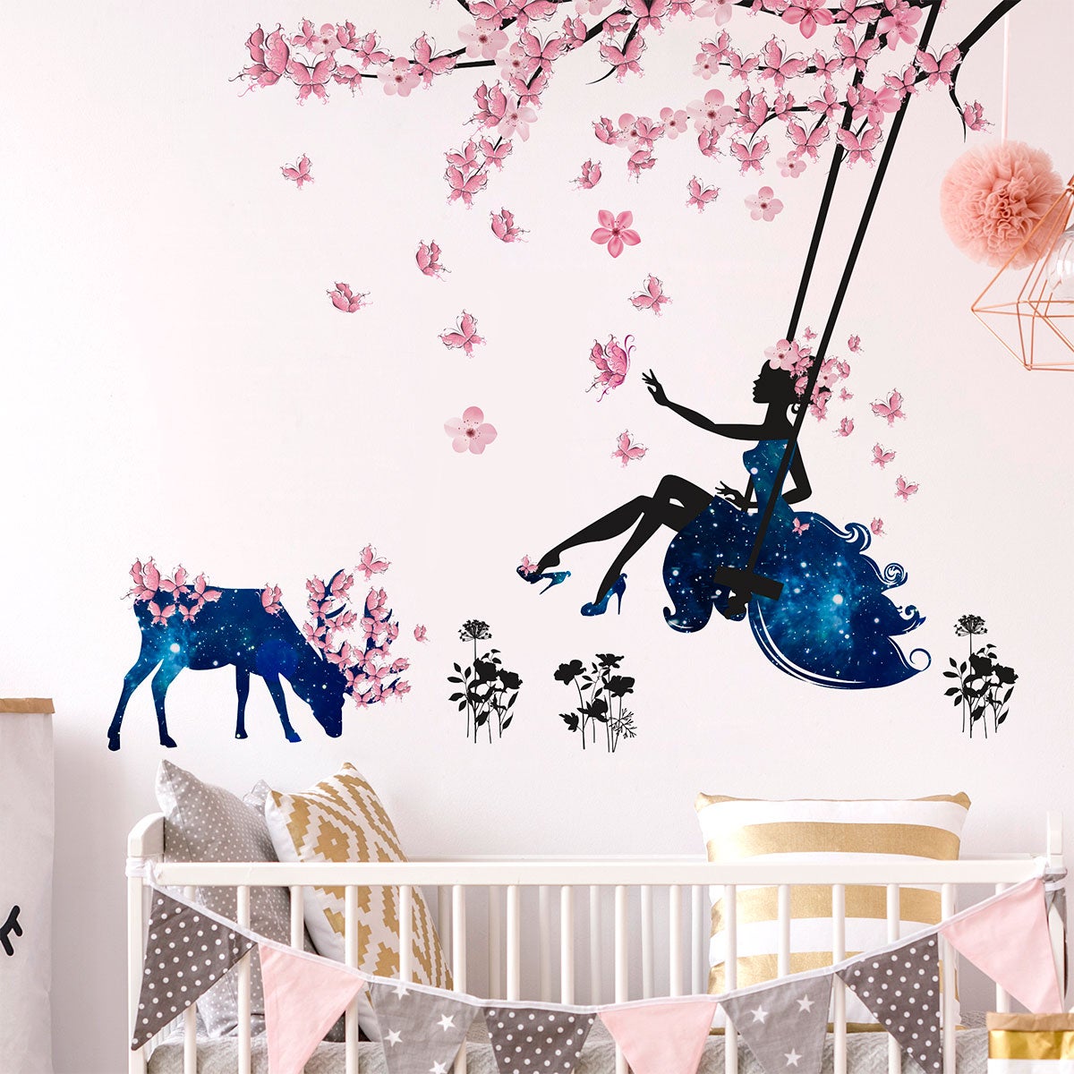 Stickers Muraux Balançoire Éléphants Tanlaby - Déco Chambre Bébé Enfant Amovible
