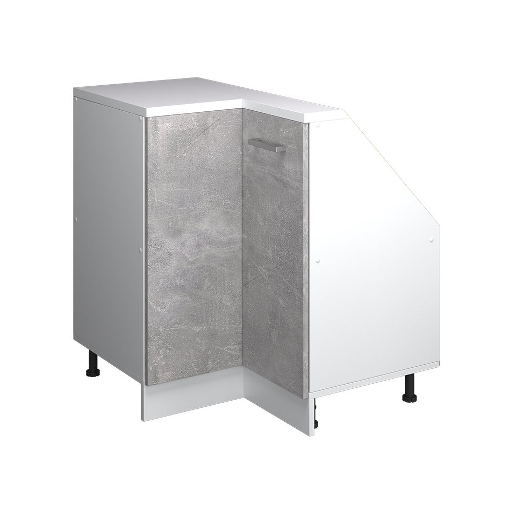 Vicco Szafa skosna Szafka narożna Rion, Beton/Biały, 75.6 x 81.6 cm z 1 drzwiami