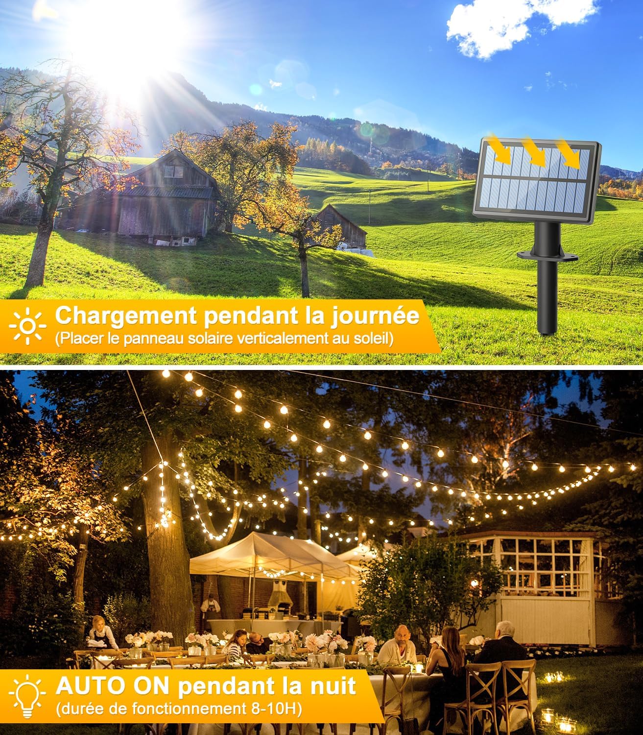 Guirlande Exterieur Lumineuse LED: 15M Guinguette 3 Modes avec G40 LED Ampoules IP65 Imperméable Lampe Extérieur Guirlandes - 5