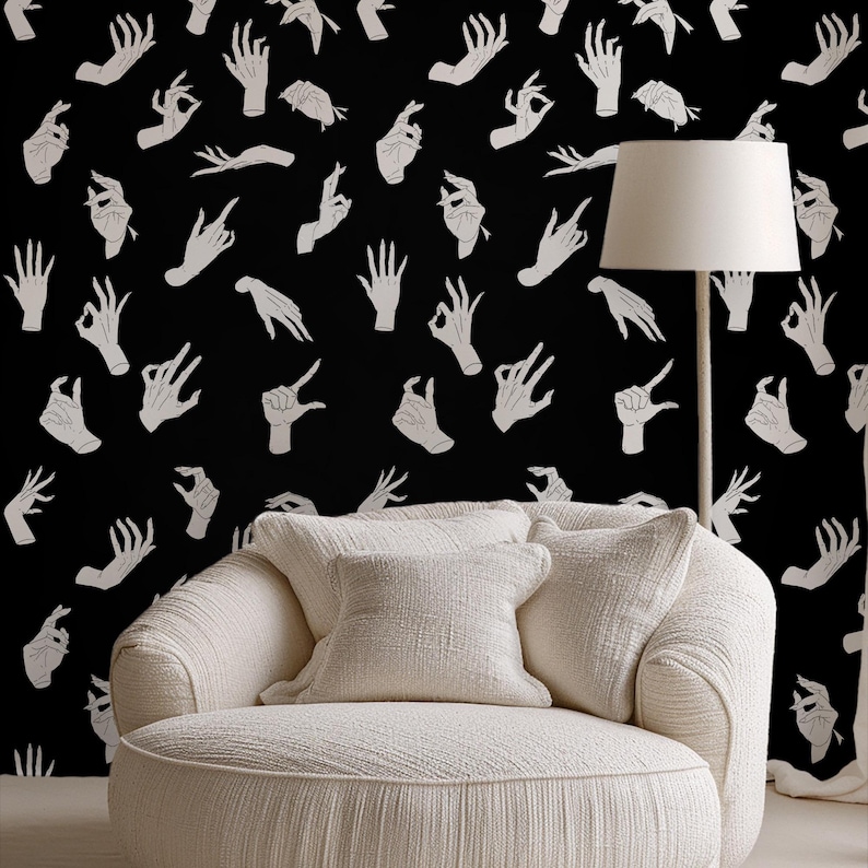 Papel pintado papel auténtico 100% ecológico | estampado manos góticas | 200x280cm (8 hojas)