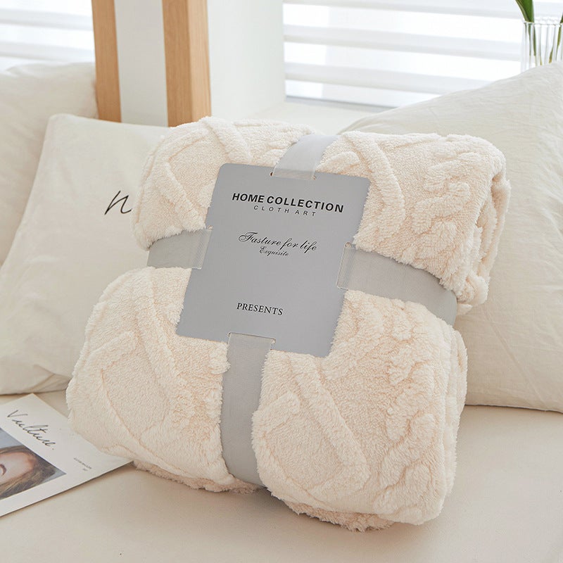 Couverture de canapé chaude en flanelle, couverture en tricot torsadé 3D, couverture de lit en polaire microfibre moelleuse, 150*200CM,beige - 9