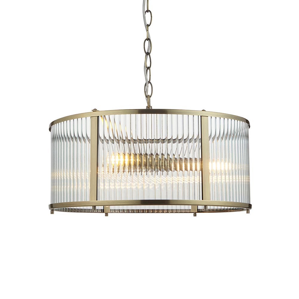 Lampa wisząca RIDGETON antyczna mosiężna 3xE14x15W szkło wym:176x45x45cm IP20 Endon