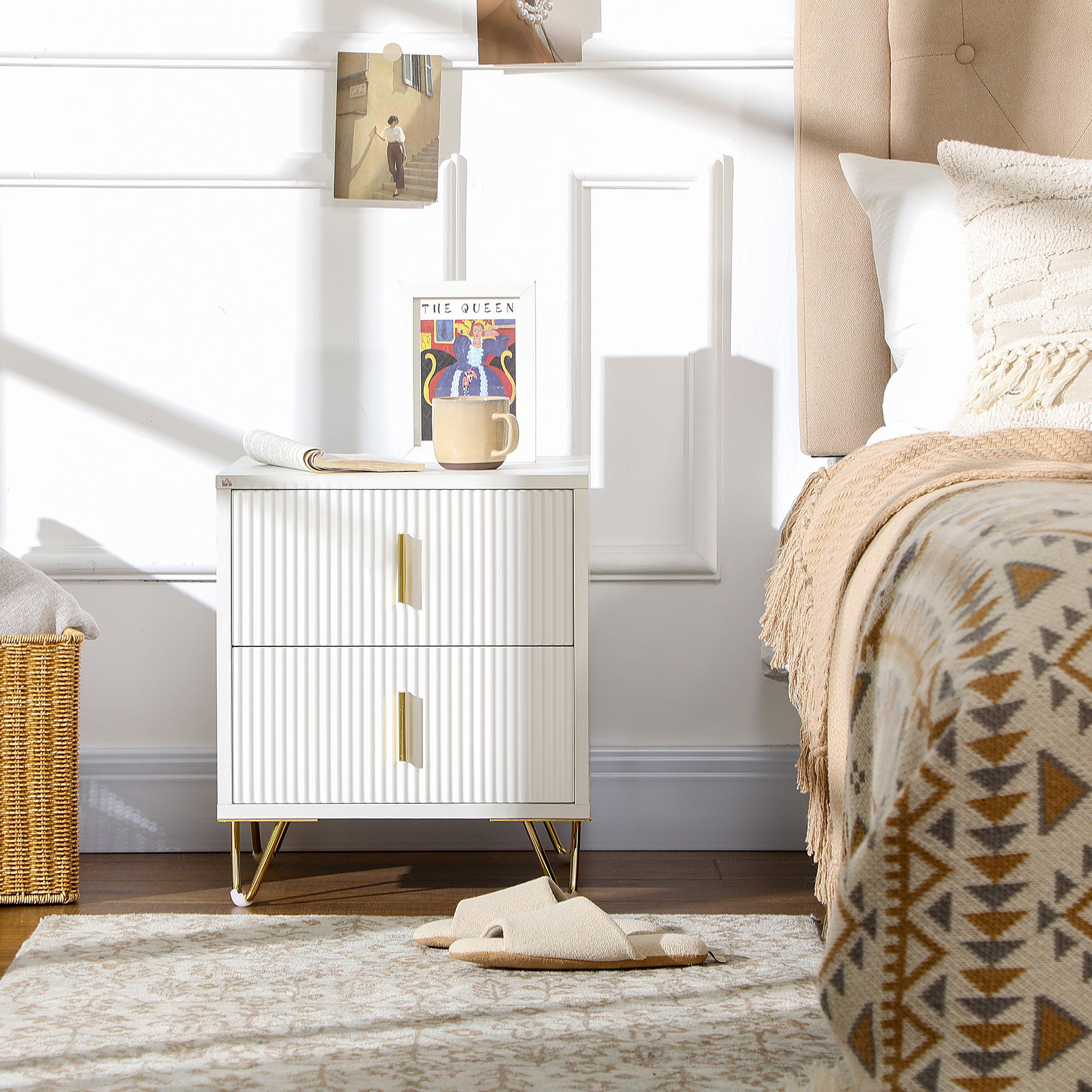 Homcom Mesilla De Noche Melamina De Madera 40X40x47 Cm Blanco , Leroy Merlin