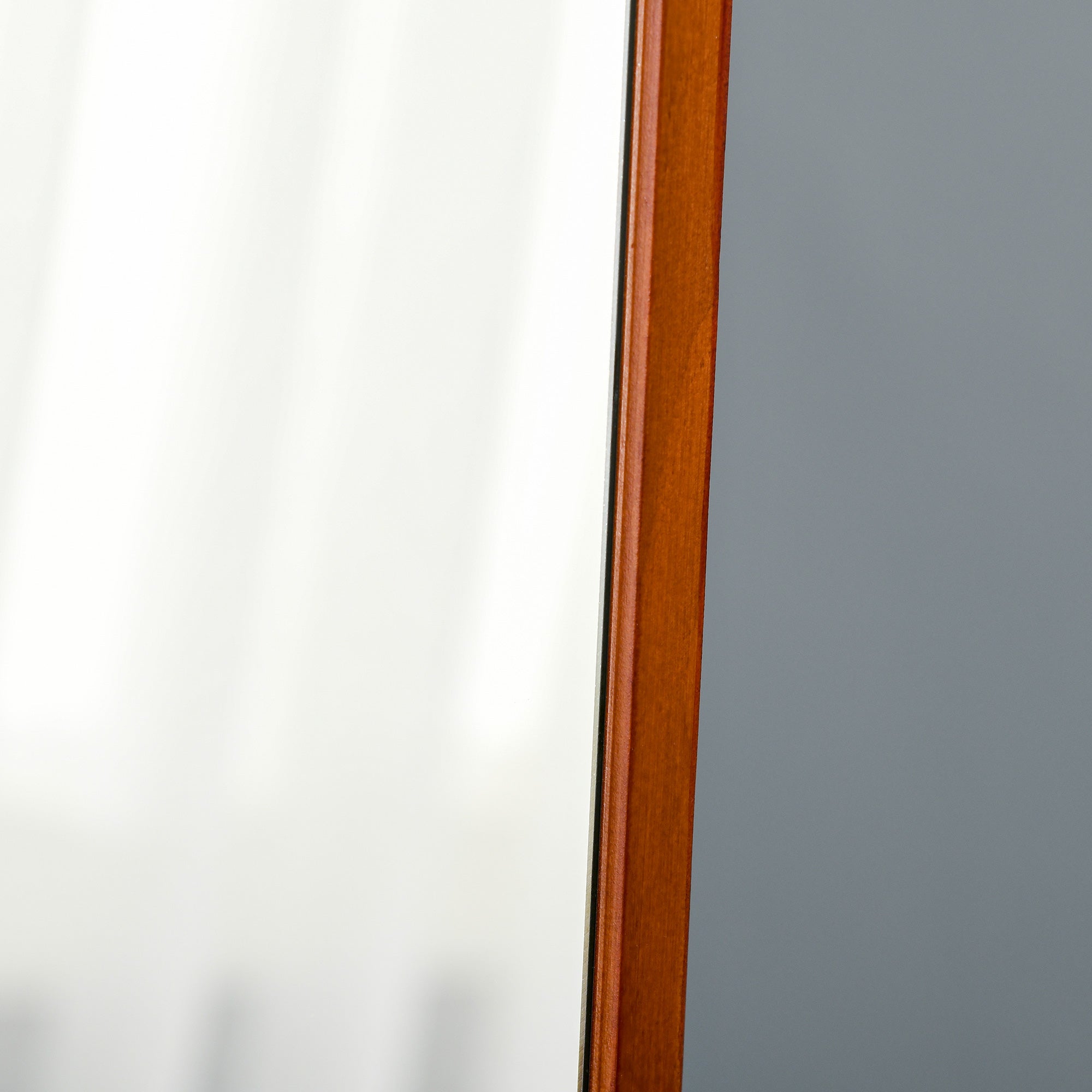 HOMCOM Specchio Da Terra E Da Parete Con Struttura In Legno, Supporto Pieghevole Con Cerniera, 37x43x156cm, Noce Chiaro - 8