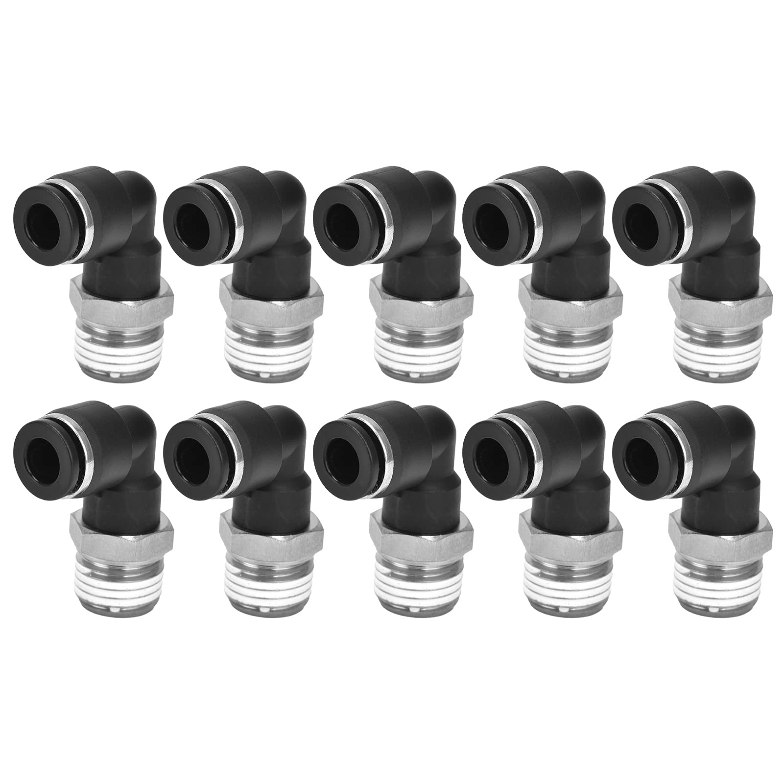Lot de 10 connecteurs pneumatiques en L, filetage externe, raccords rapides pour tuyaux, accessoires compresseur d'air (10-04). - 6