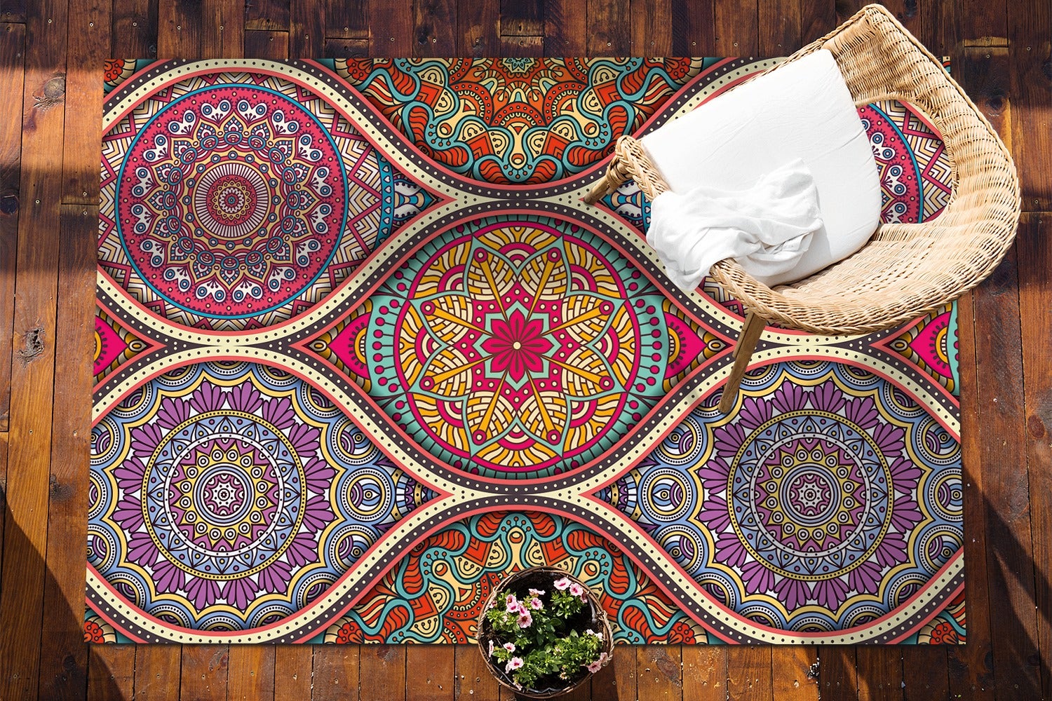 Mata winylowa kolorowa mandala boho dywan winylowy do dzieci dekoracyjny 90x60 cm – Tulup - 4