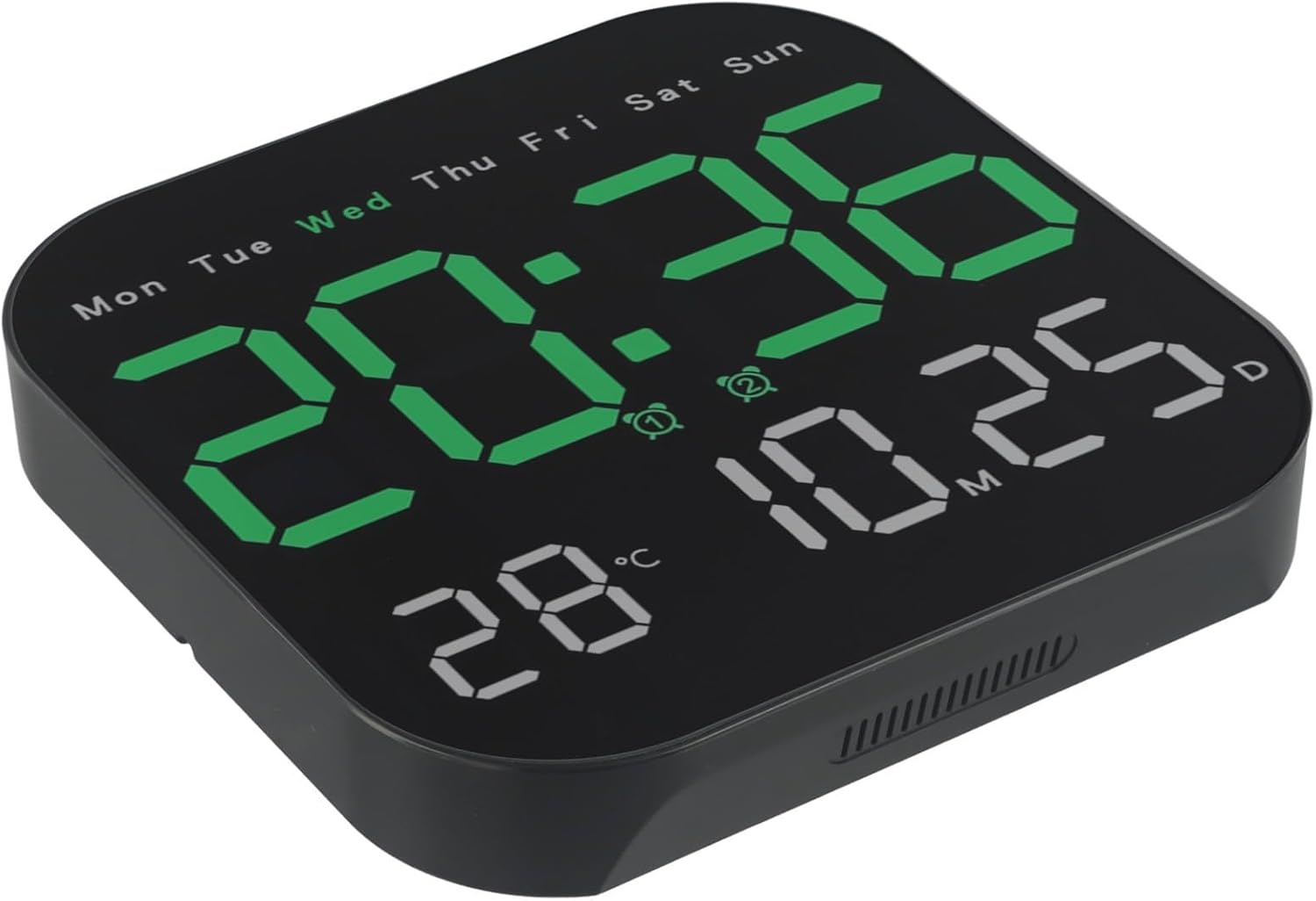 Reloj de pared digital LED grande con control remoto, temperatura, fecha y día de la semana (verde) - 4