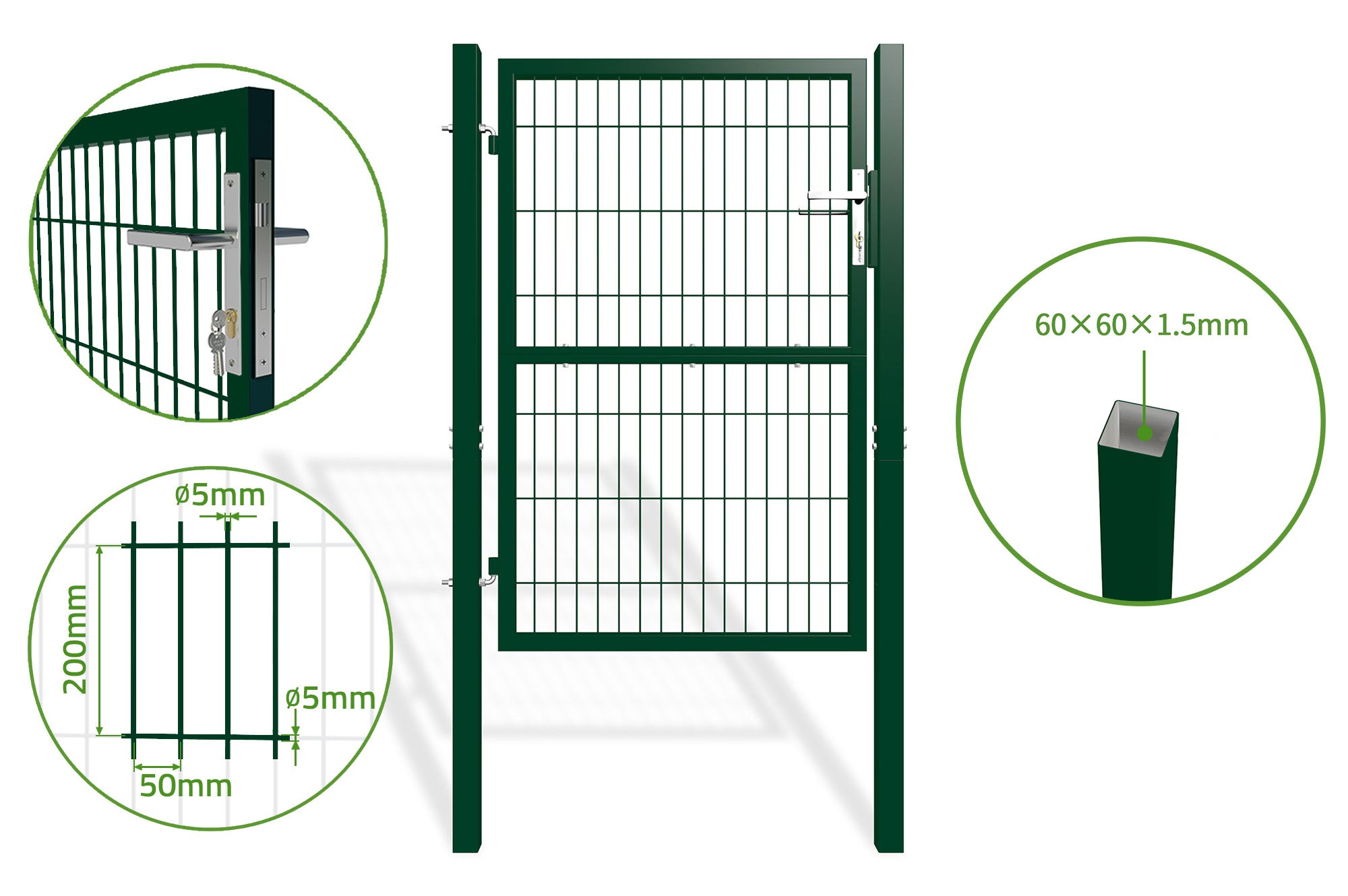 Furtka Ogrodzeniowa Panelowa 1m RAZO 100P140 Zielona