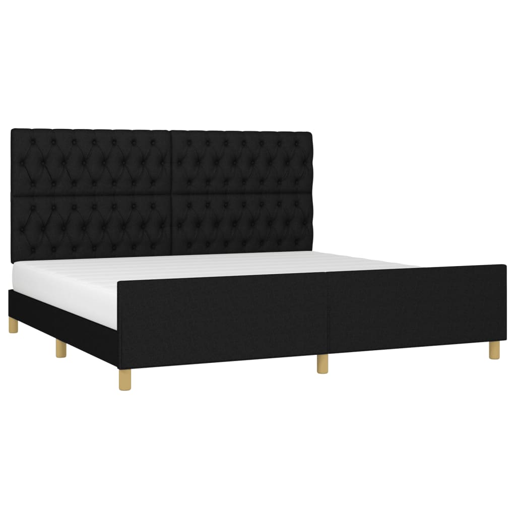 Cadre de lit sans matelas avec tête de lit noir 200 x 200 cm tissu - 3