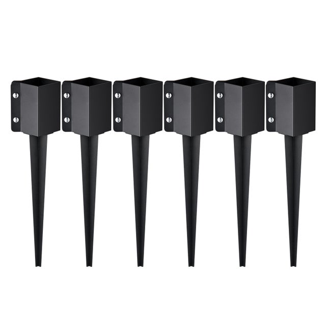 Piquet d'ancrage pour poteau de clôture,VEVOR 6 pcs,piquet de poteau métal enduit de poudre noire,extérieur 610 x 113 x 113mm (intérieur 89 x 89mm)