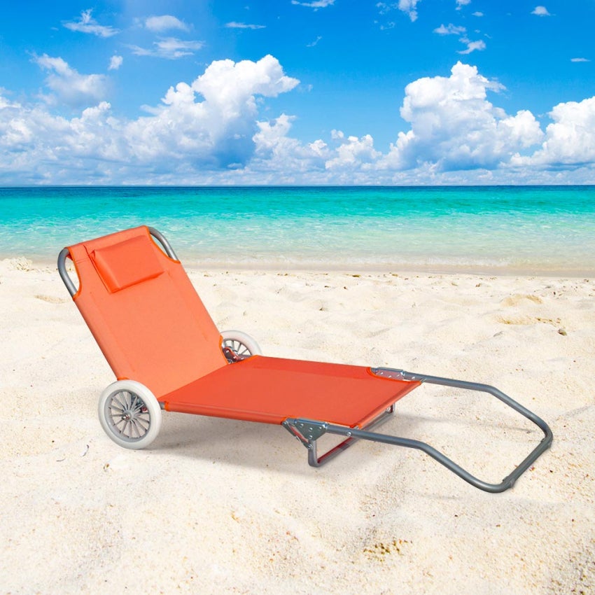 Lettino spiaggia mare portatile acciaio con ruote brandina Banana