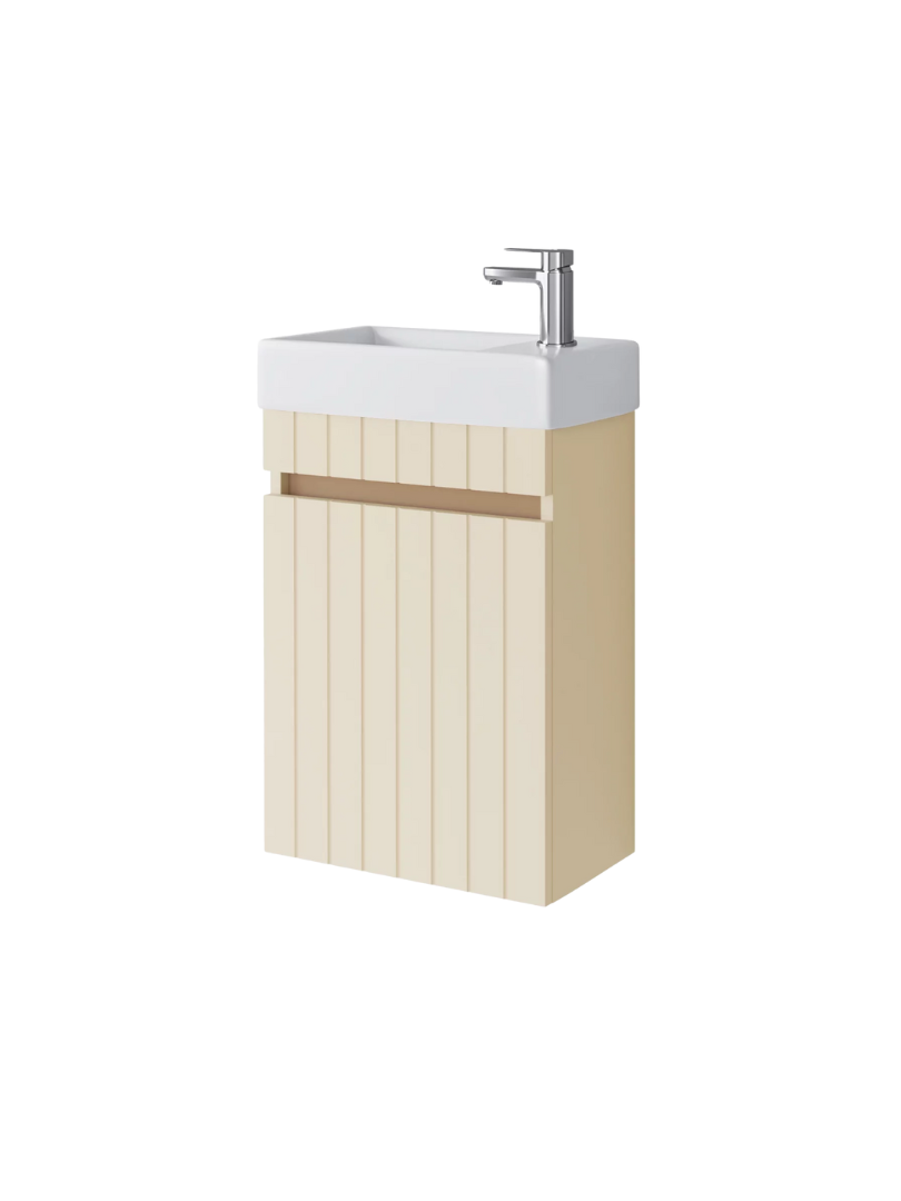 Zestaw szafka łazienkowa z umywalką ceramiczną Uptrend Miseno 40 cm, drzwi, wisząca, almond mat 1 kpl.