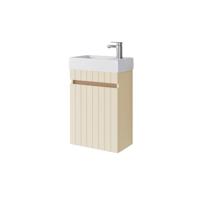 Zestaw szafka łazienkowa z umywalką ceramiczną Uptrend Miseno 40 cm, drzwi, wisząca, almond mat 1 kpl.