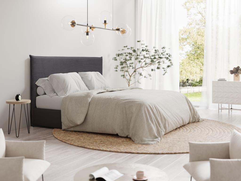 Tête de lit 180 cm - Velours côtelé - Gris anthracite - AMBRILIA