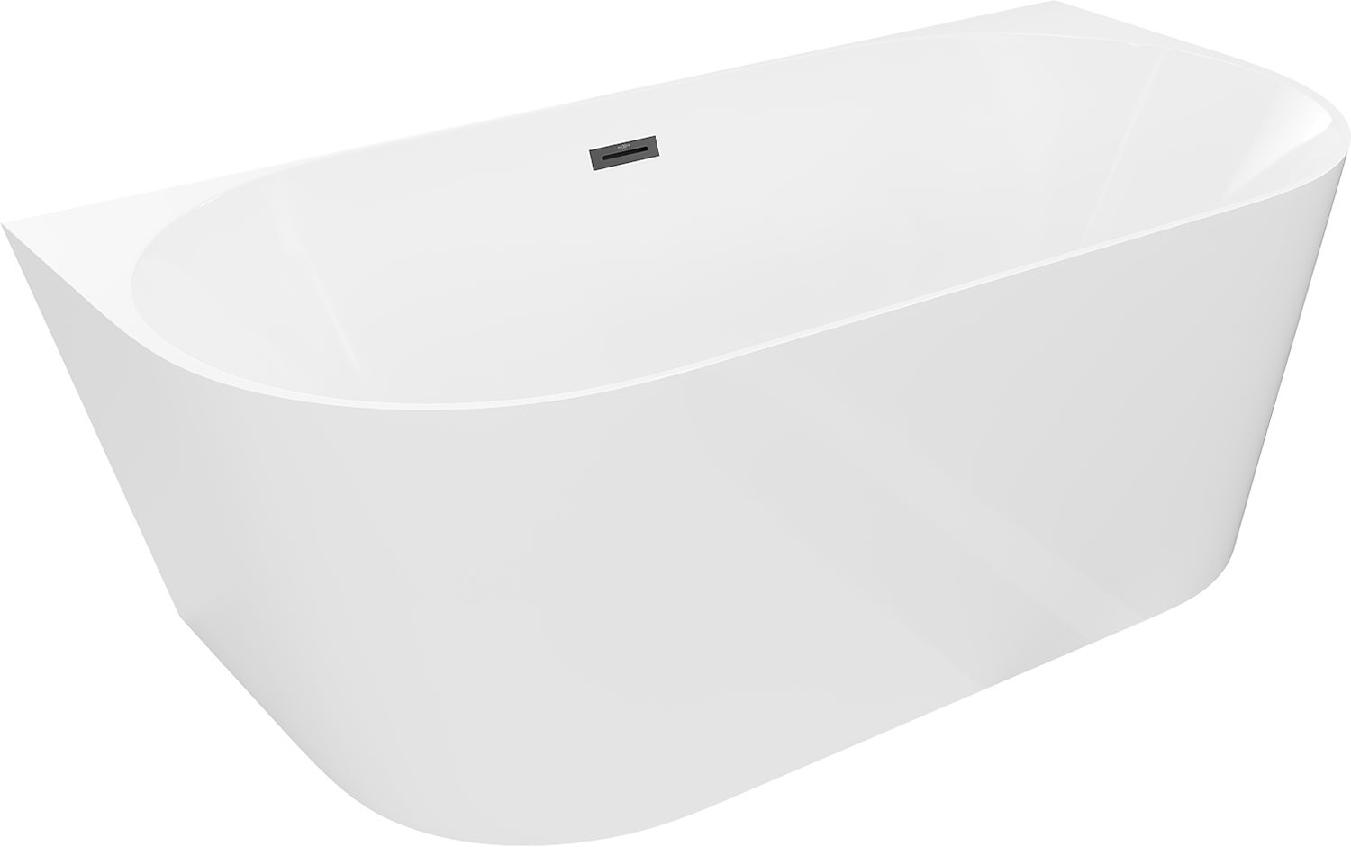 Mexen Oval Slim wanna wolnostojąca przyścienna 170 x 80 cm, biała, przelew czarny - 52661708000-70