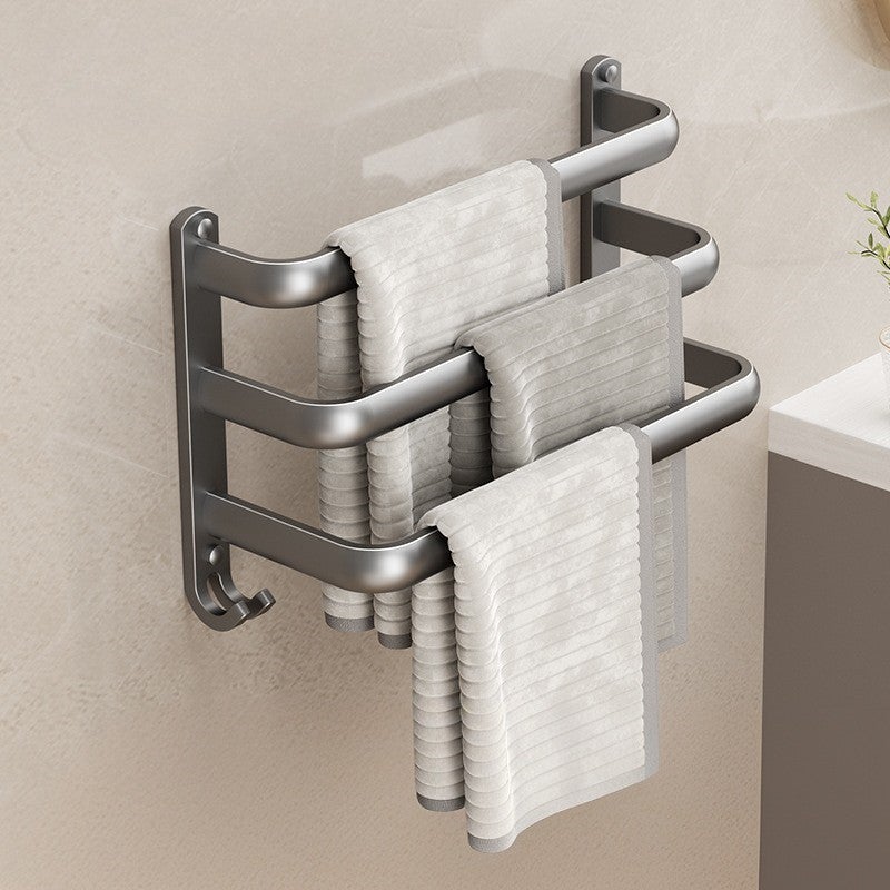 Toallero de pared sin taladro de 3 barras en aluminio gris oscuro ...