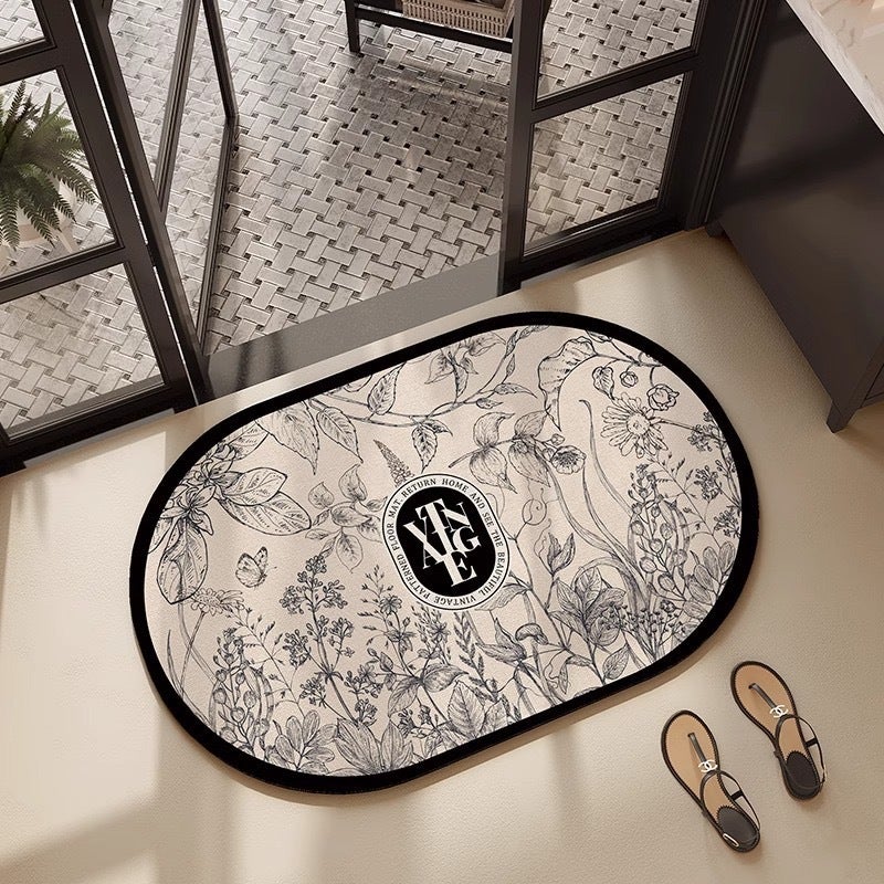 Tapis de Bain - FUNMOON - Éventail - Antidérapant - Absorbant - 42x100 cm - Maison