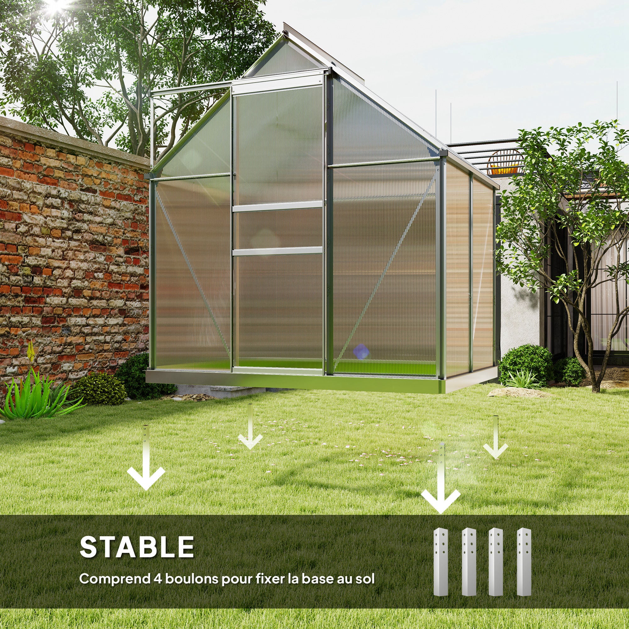 Serre de jardin polycarbonate Outsunny - 6