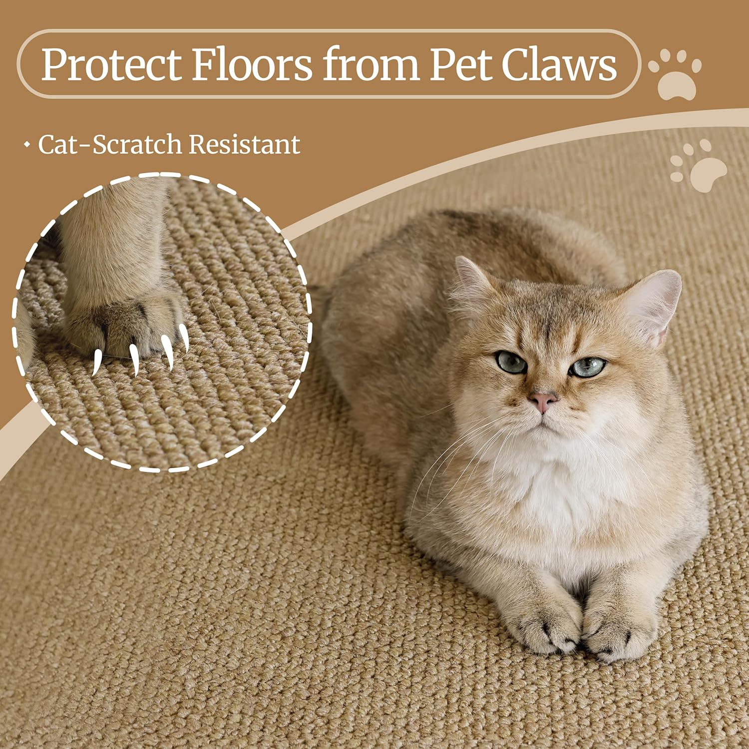 Tapete antiderrapante imitando o sisal, tapete lavável e amigável com animais, tapete durável e resistente a arranhões, para sala, quarto（60*90） - 4