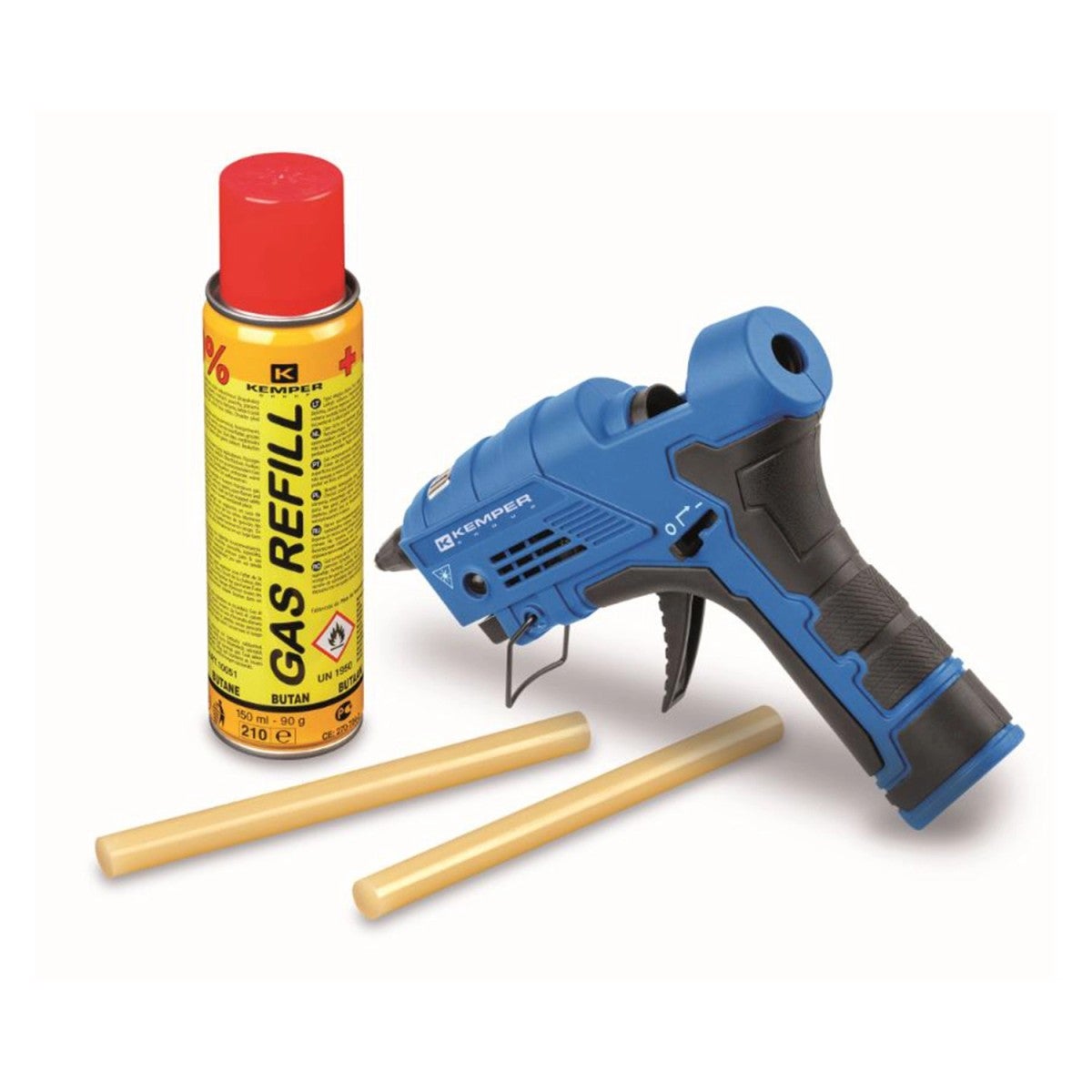 Pistolet a colle a gaz rechargeable 41.6W Allumage piezo 2 Batons de colle O 12 mm KEMPER Leroy Merlin