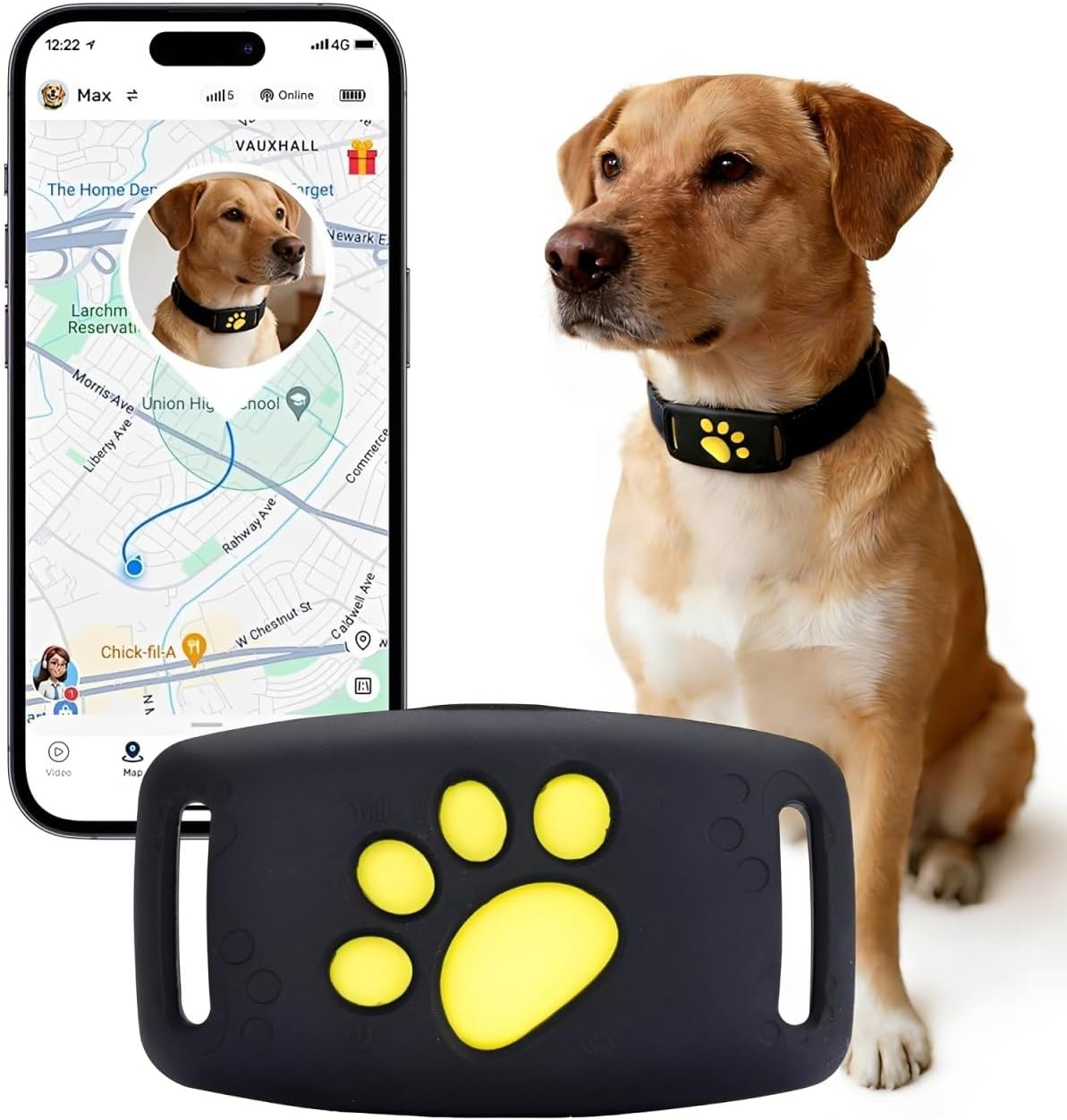 Bezprzewodowe ogrodzenie GPS dla psa ze śledzeniem w czasie rzeczywistym i wirtualnym ogrodzeniem (kompatybilne z systemami iOS/Android)