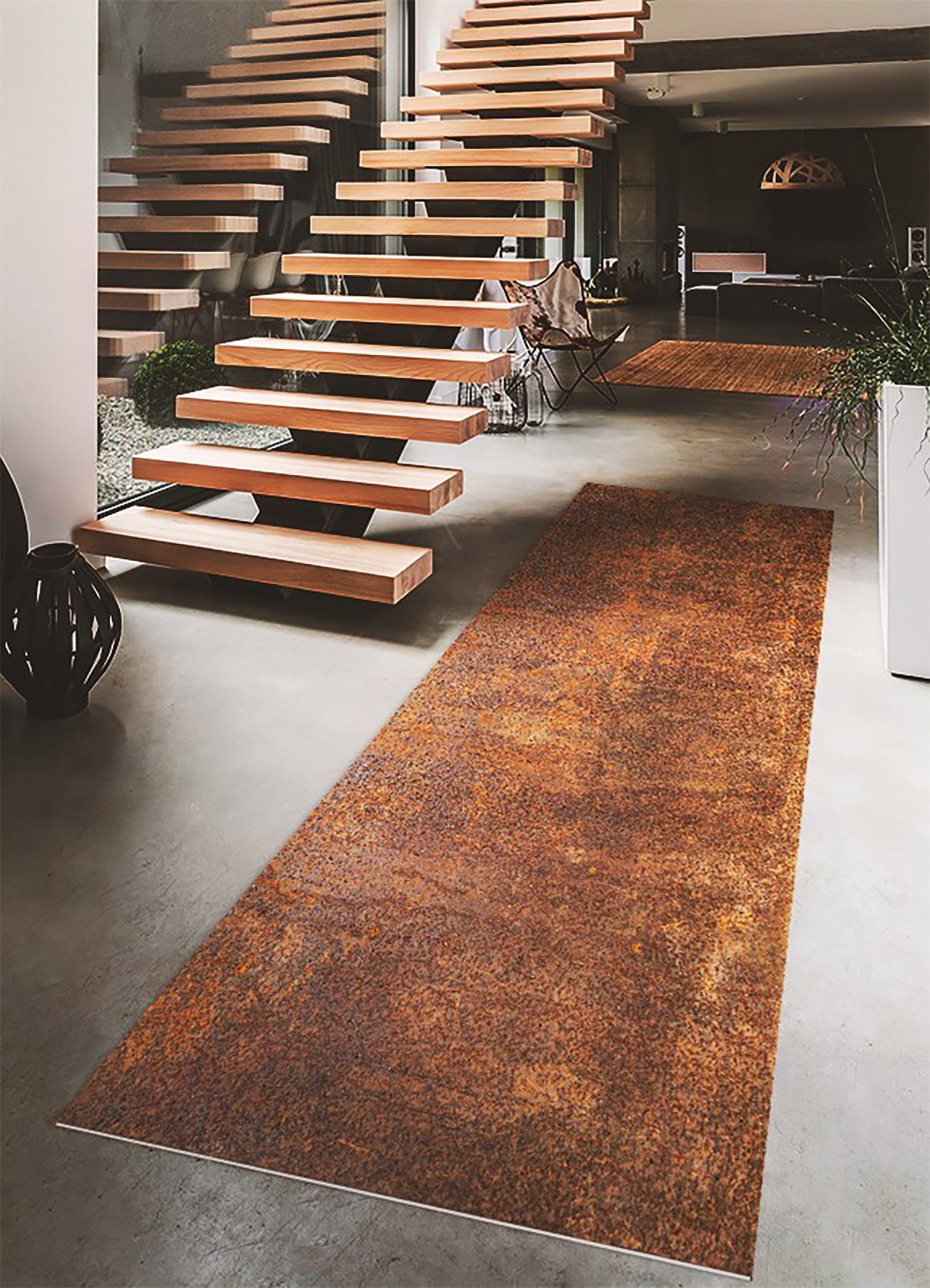 Tapis vinylique intérieur tôle oxydée industrielle, tapis en vinyle intérieur effet métal patiné 100x150 – Tulup - 4