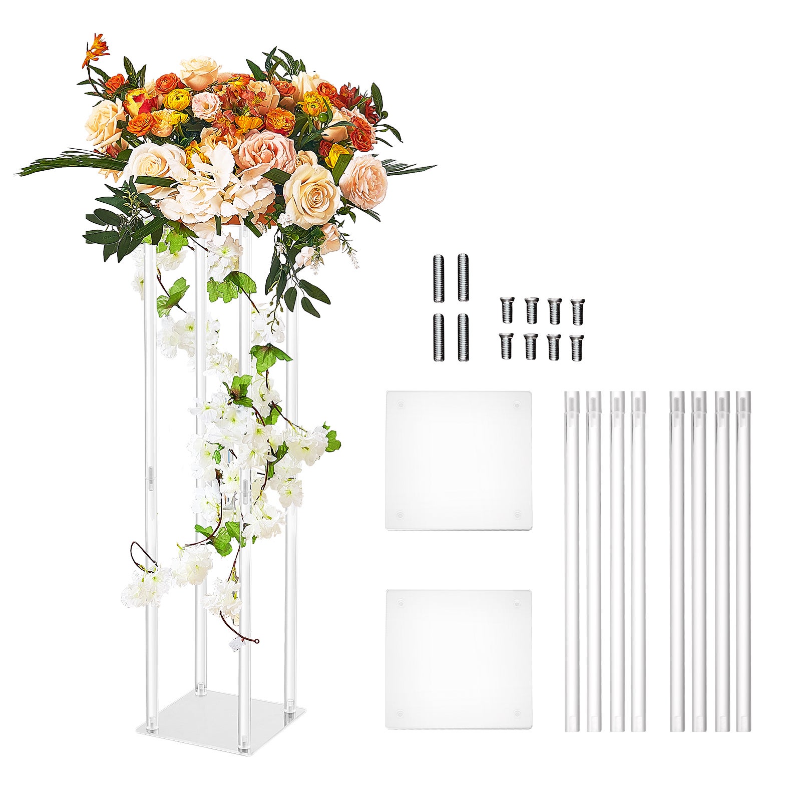 Lot de 10 supports fleurs mariage SucceBuy 60 cm (23,6 pouces), en acrylique stratifié et colonne vase, pièce maîtresse géométrique pour fête - 3