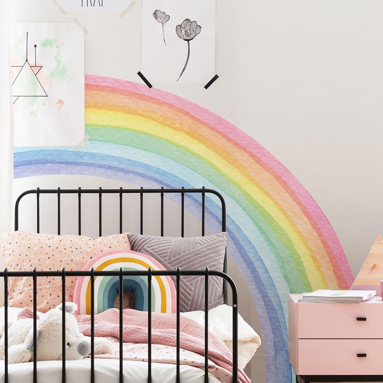 Autocollant mural arc-en-ciel 30 x 40 cm, autocollant amovible DIY, décoration murale pour chambre d'enfant, autocollant mural créatif pour la maison - 5