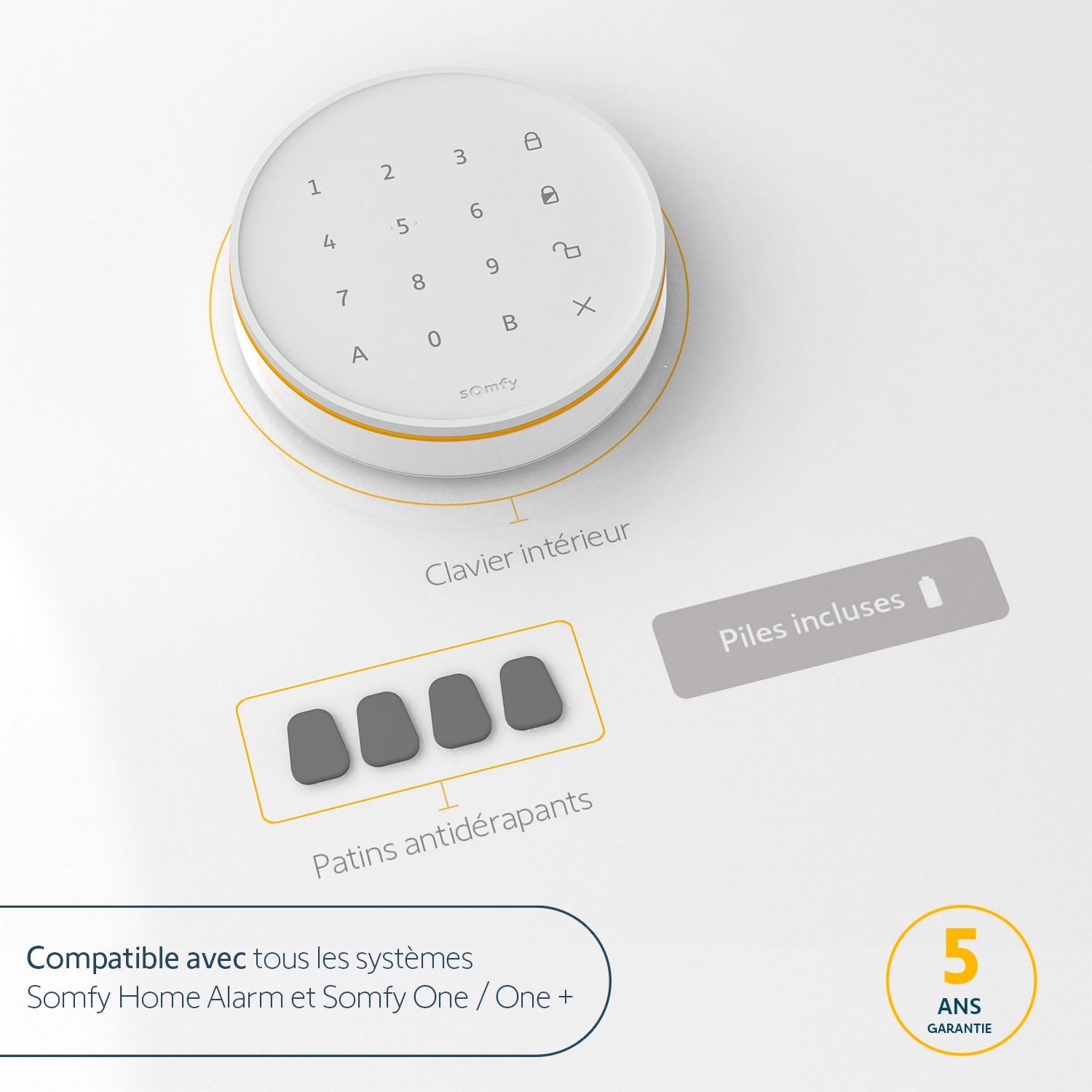 Somfy - Clavier intérieur pour système d'alarme Home Alarm - Auto-protégé - 2