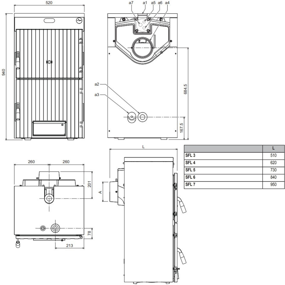Caldaia a Legna / Tronchi 36 kW FERROLI SFL 5 - 3