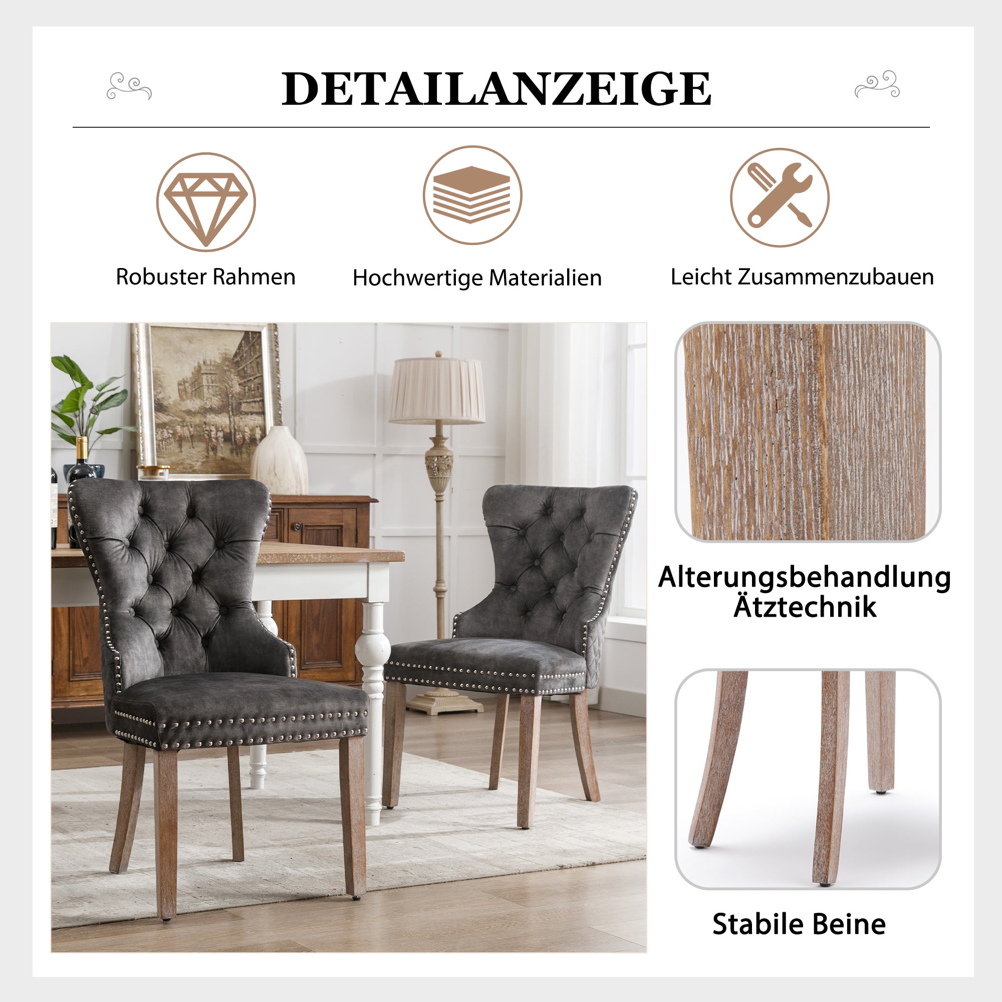 Set Di 2 Sedie Imbottite Con Braccioli - Per Sala Da Pranzo, Cucina O Soggiorno, Gambe In Legno - Foto 13