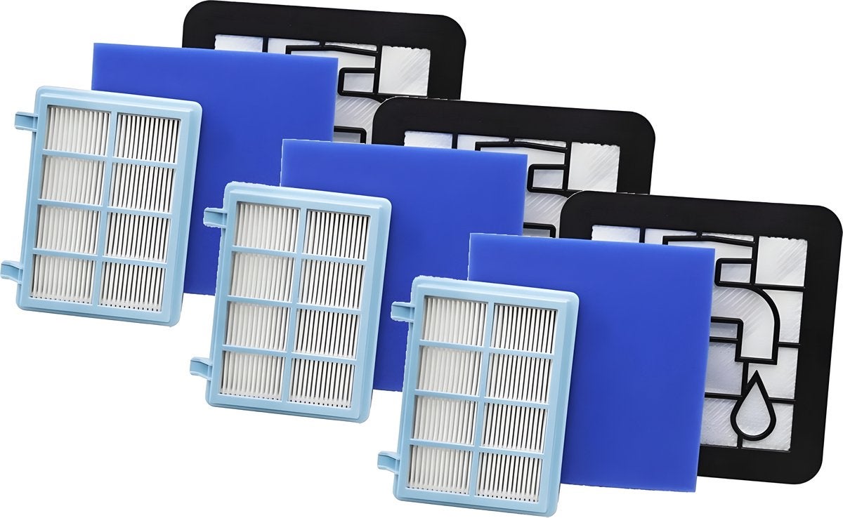 Zestaw 3 filtrów do odkurzaczy Philips PowerPro Compact, Power Pro Active i City FC8010/01 FC8010/02 - Filtry silnika i wydechu