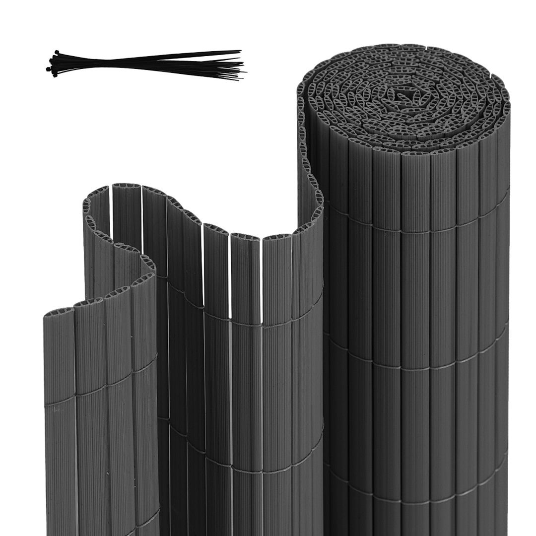 Solidna mata PVC – Zewnętrzna osłona prywatności do ogrodu, tarasu i ogrodzenia Szary 100 x 300cm