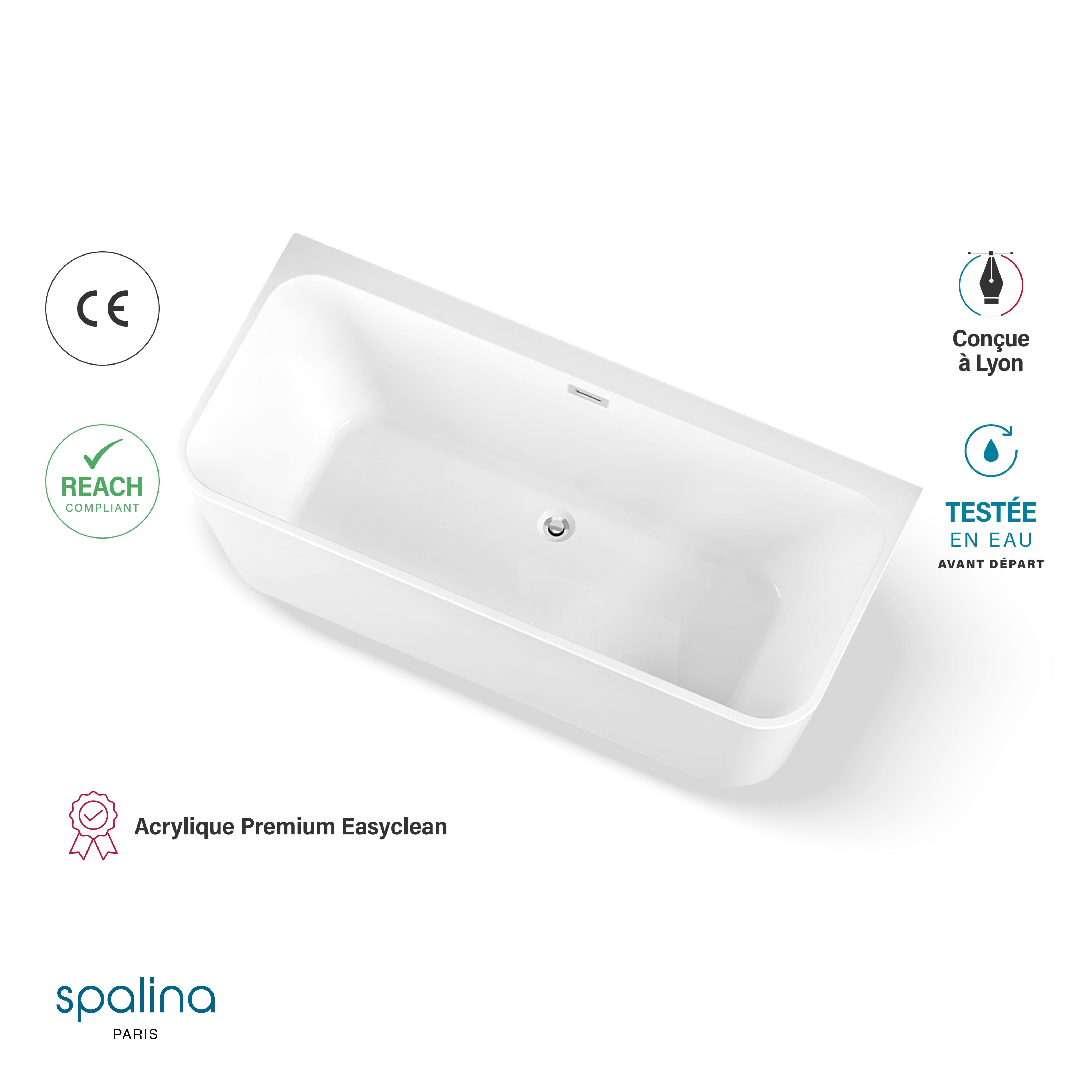 Baignoire Ilot Mint 170 blanche 170 x81 x57 cm, by SPALINA - 11