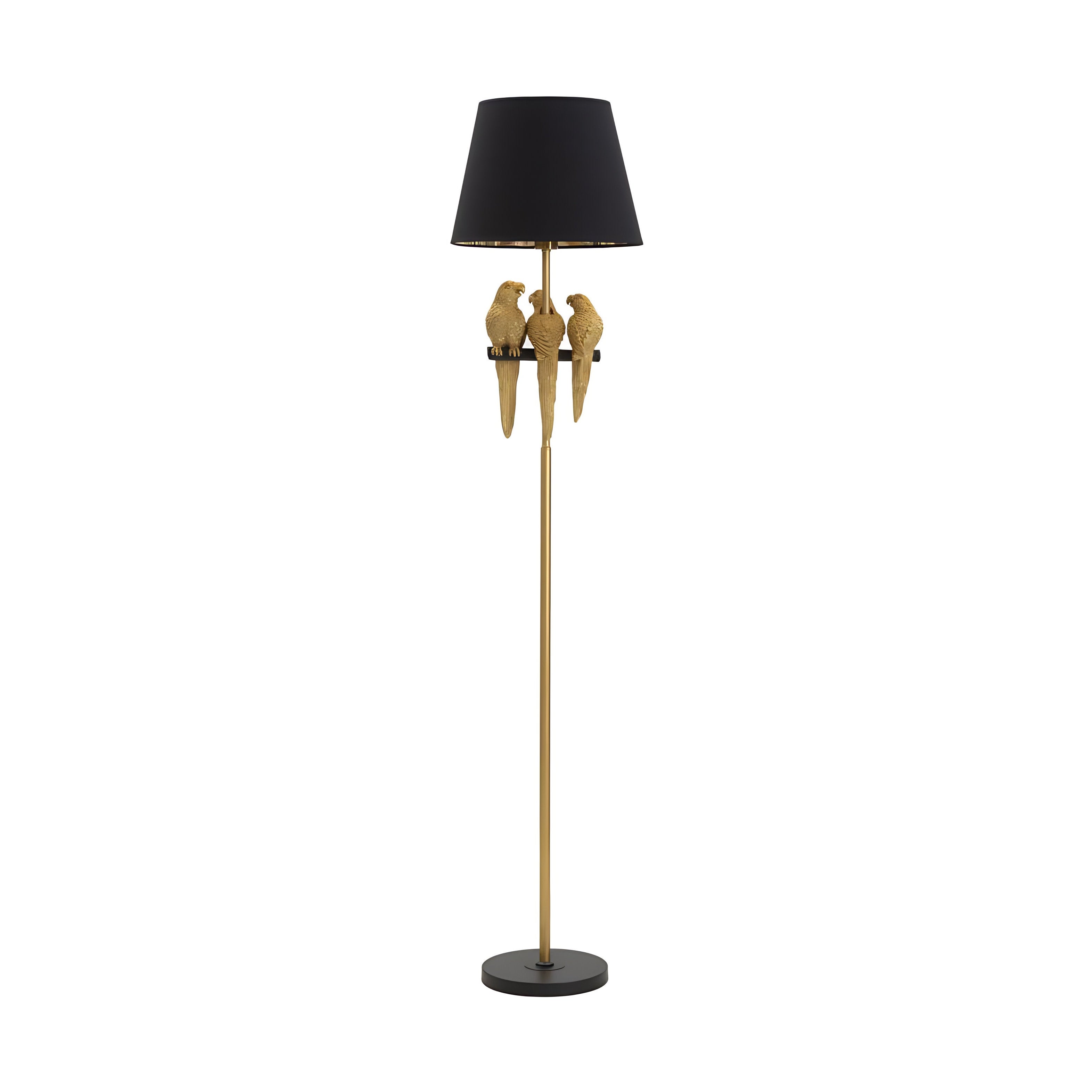 Lampa Parrot - Lampa E27 din metal auriu cu abajur din material negru, Ø 37 x 164,5 cm - design glam