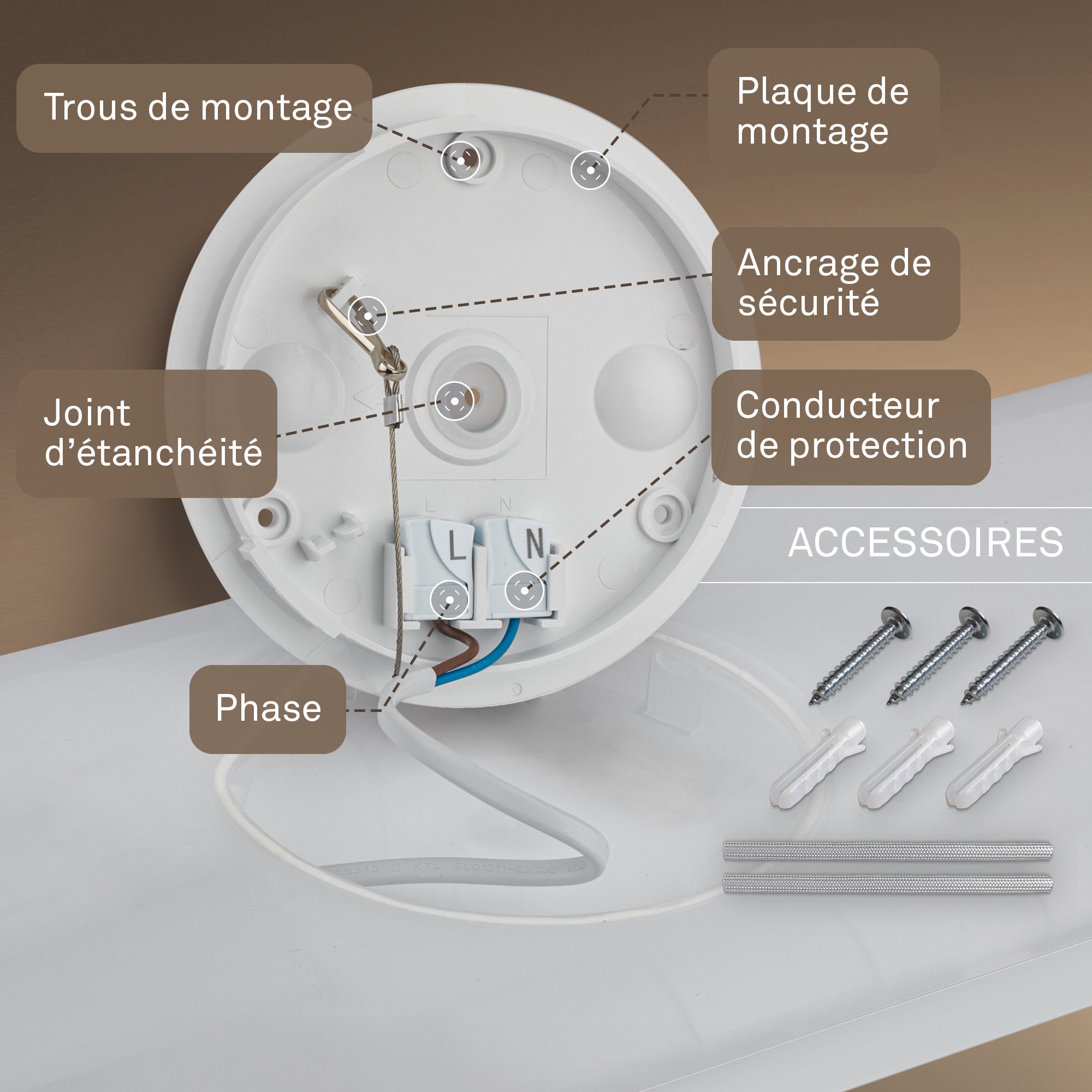 Panneau LED - Plat - Protection contre les projections d'eau IP44 - 24 x 24 cm - Blanc neutre - 16 W 1900 lm - B.K.Licht - 7