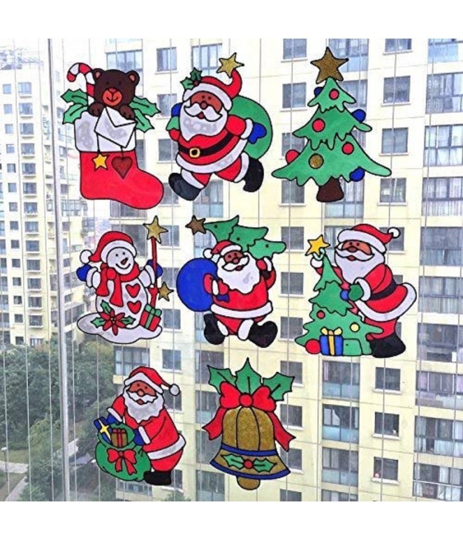 Adesivi per finestre di Natale Decorazioni di buon Natale per la casa 2024 Adesivo da parete di Natale Decalcomanie da muro per bambini Felice anno nuovo 2025  15