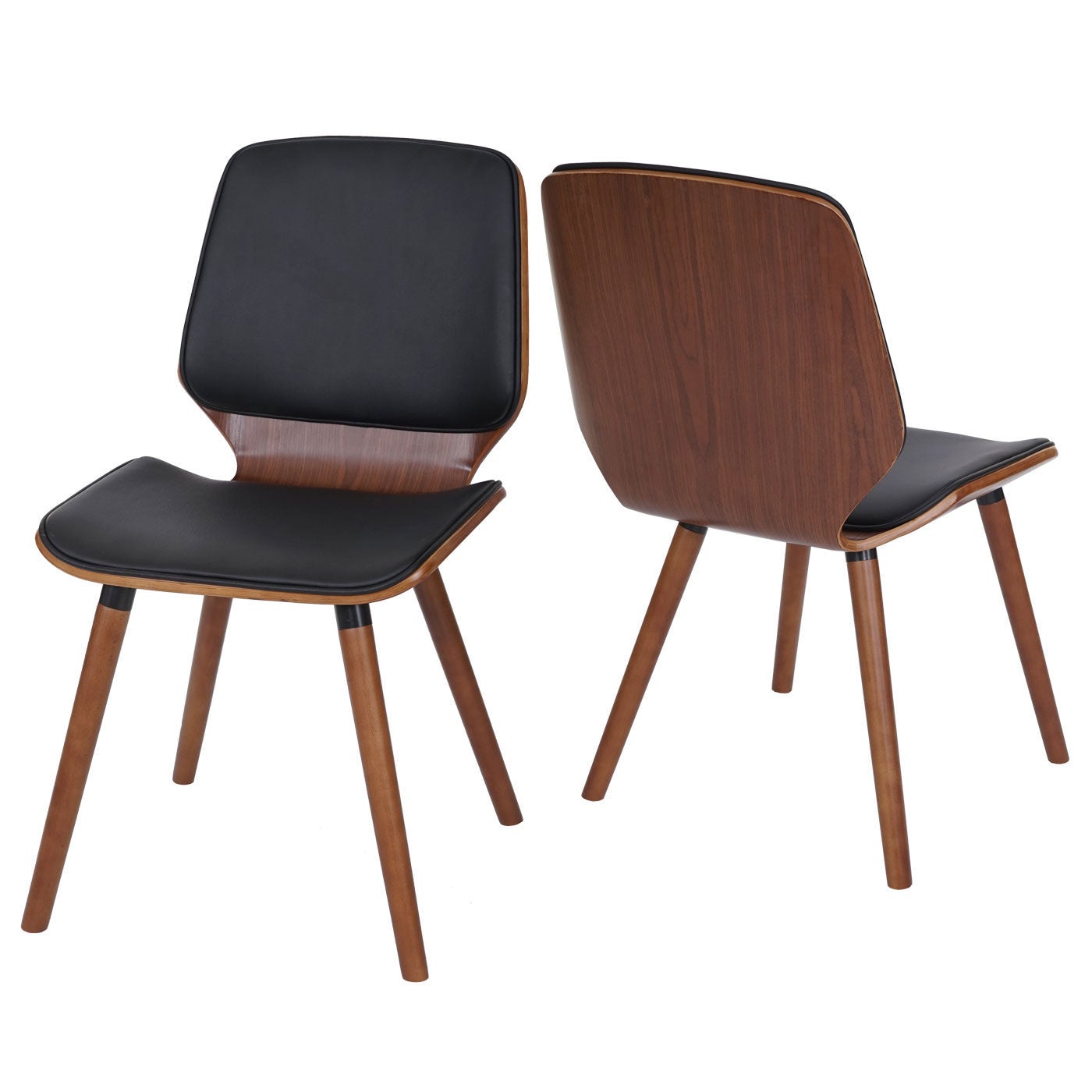 Set De Chaises Modernes Rétro En Bois Et Métal Noir - Disponible En 2, 4 Ou 6 Chaises, Siège Rembourré, Montage Requis