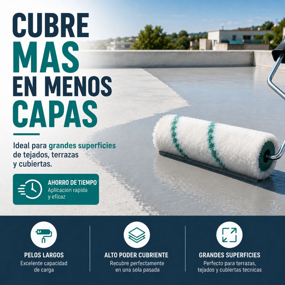 Rodillo de pelo largo para pintura: para fachadas, piscinas, exteriores - 180 mm - ARCANE INDUSTRIES - 3