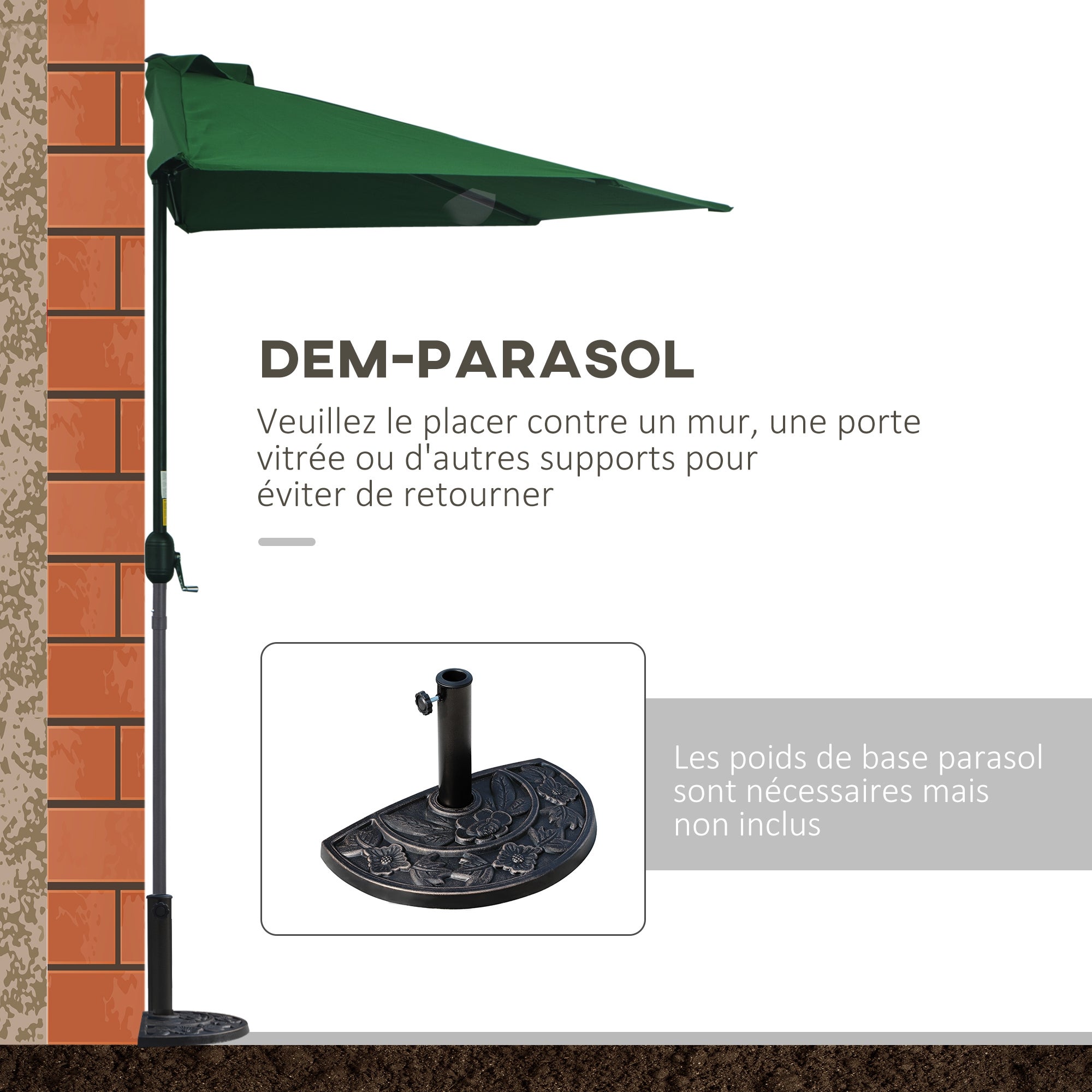 Demi parasol Polyester Outsunny - 7