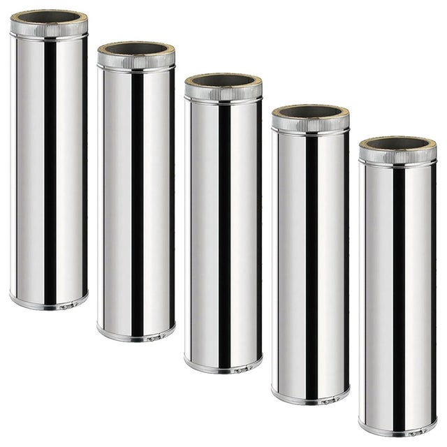 Lot de 5 TDPS1000 Conduit isolé double paroi poêle à bois 100 cm Ø150