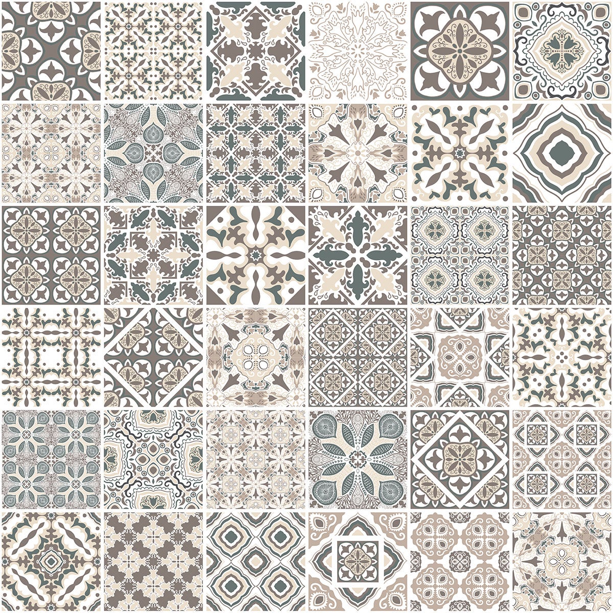 Crédence adhésive sticker pour salle de bain - Motif carreaux de ciment - Adhésif BRILLANT - 80x80 cm - 3