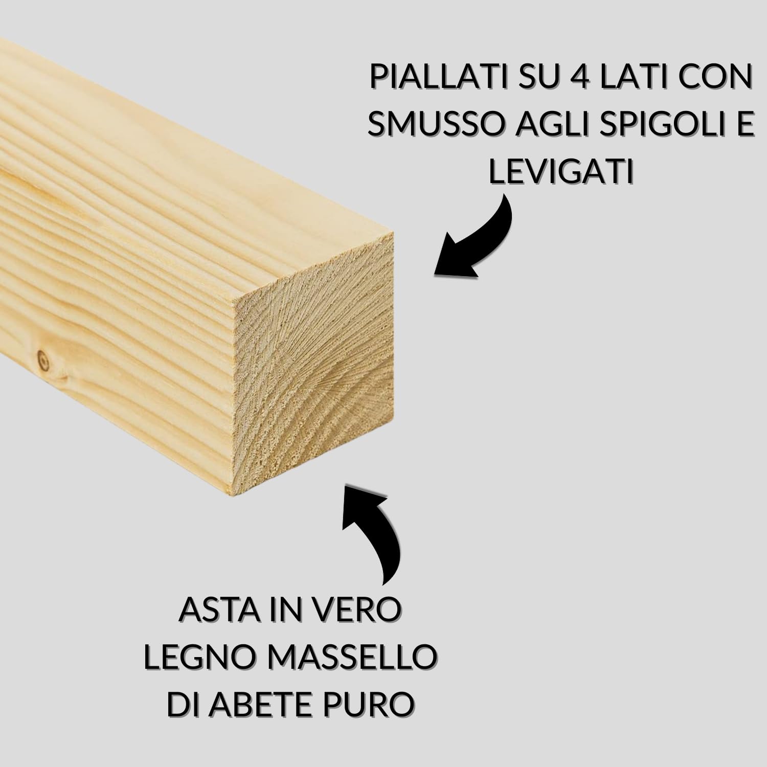 Listelli In Legno Massello Abete 4x4 Cm, Lunghezza 3 Metri - Piallati 4 Lati, Made In Italy, Confezione Da 4