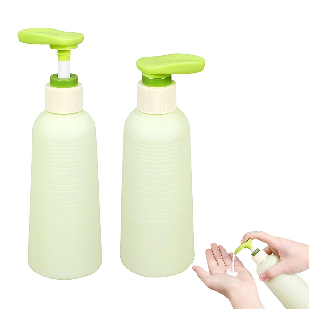 2-częściowe butelki podróżne o pojemności 200 ml z pompką, butelki podróżne do samolotu, butelki do ściskania (2, zielone, 200 ml)