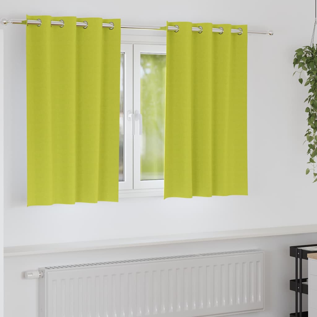 Firany blackout z kółkami 2 pcs Zielony 140 x 140 cm Poliester vidaXL