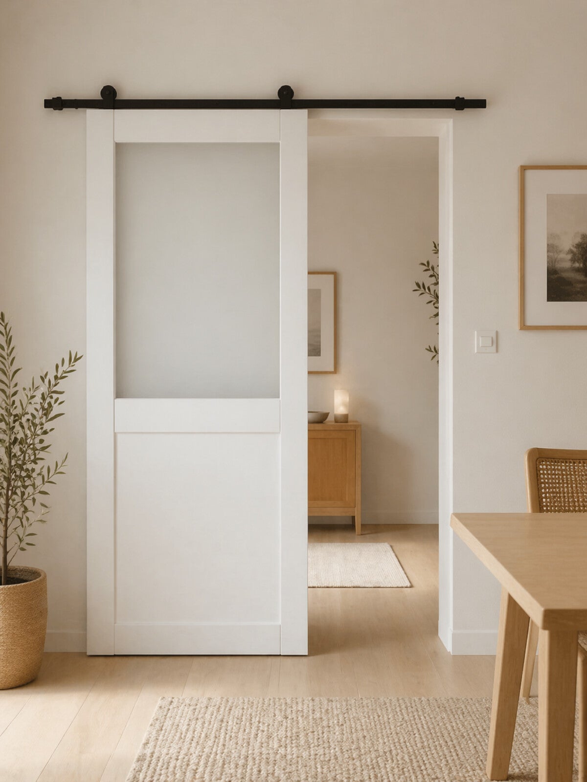 Porte Coulissante Athena Blanc H204 X L93 Cm, Rail Roulettes Gd ...