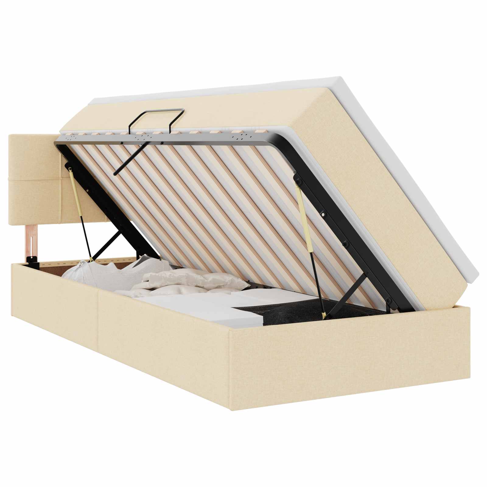 Lit avec rangement et matelas crème 90 x 200 cm velours - 2
