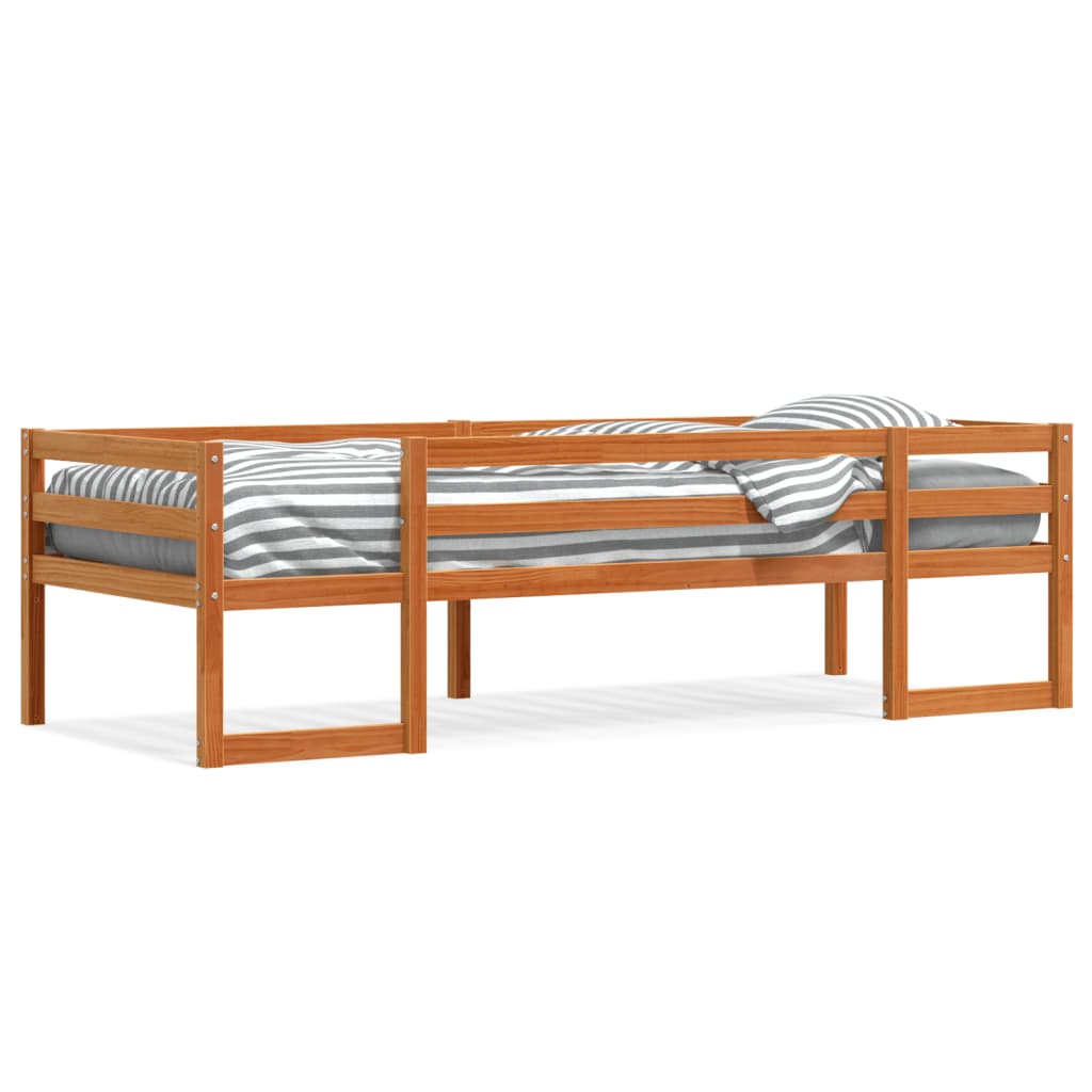 Cadre de lit avec tête de lit cire marron 90x190 cm bois de pin