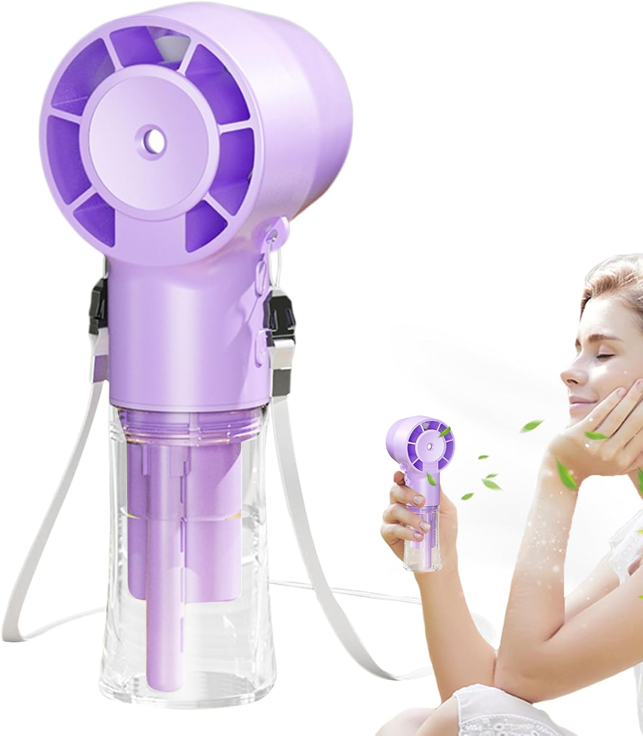 Przenośny wentylator | Akumulatorowy wentylator z funkcją mgiełki, akumulator 1200 mAh | Chłodziarka powietrza do aktywności na świeżym powietrzu w u