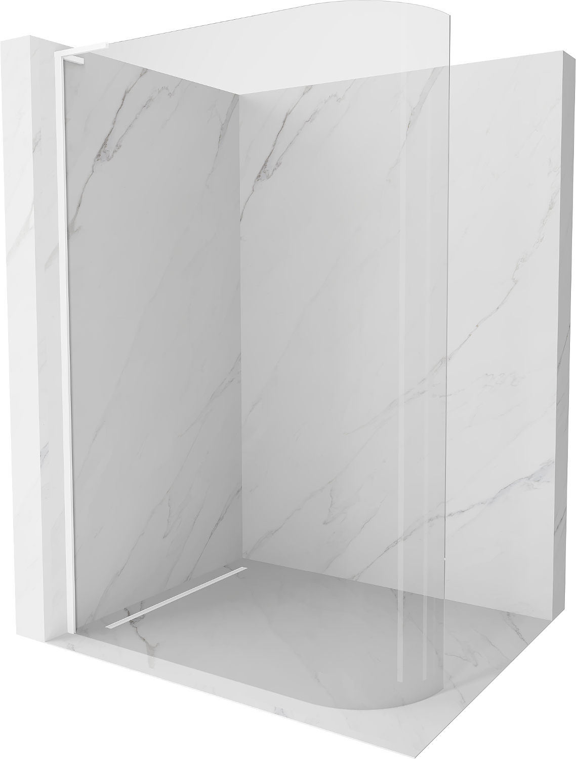 Mexen Kioto-R L ścianka prysznicowa zaokrąglona Walk-in 120 x 200 cm, transparent, biała - 800-120-103-20-06